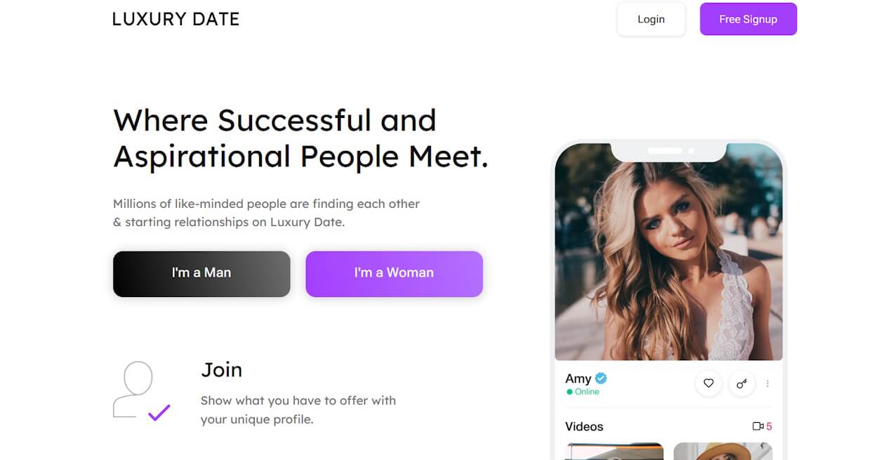 LuxuryDate official website homepage