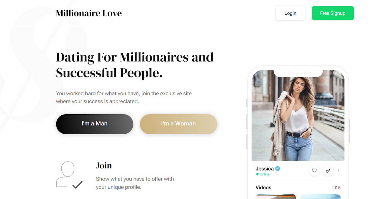 MillionaireLove official website homepage